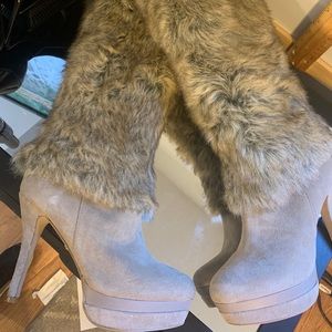 Fergie suede and fur boots